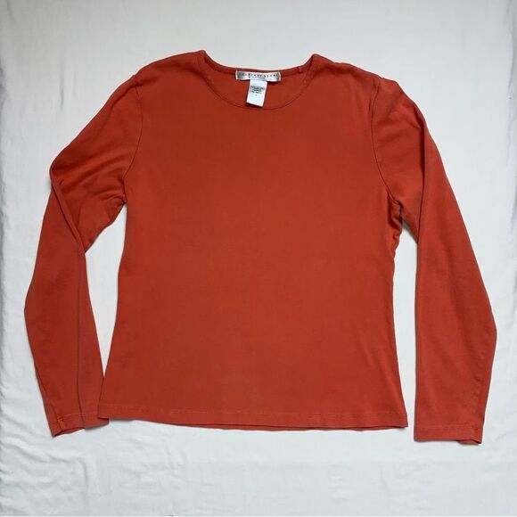 Rust Orange Shirt Women’s Large Basic Blouse Top Soft Fall Pumpkin Stretch Cozy - Picture 1 of 5